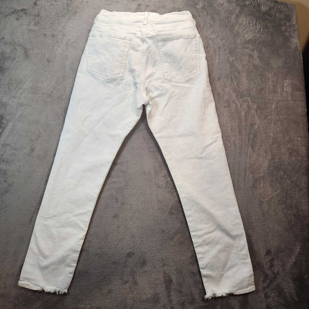 Peruvian Connection Jeans Womens 10 White Cimarron Raw Distressed Hem Button Fly - Picture 2 of 7